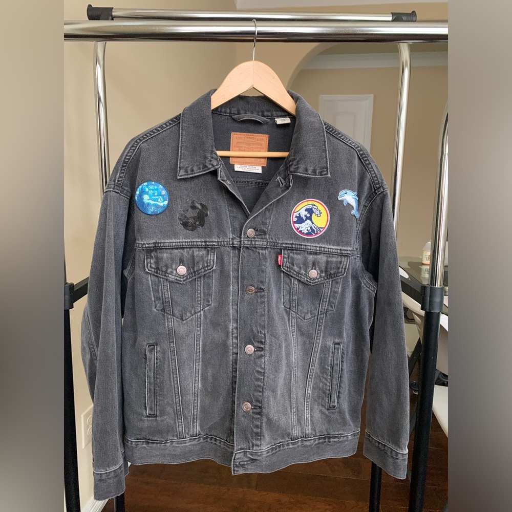 Levi’s Black Denim Jacket with Custom Patches